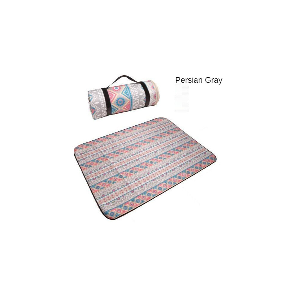 (persian Grey, 150x150cm) Folding Camping Mat Outdoor Beach Picnic Nation Style Printed Thicken Sleeping Camping Pad Mat Moistureproof Plaid Blanket