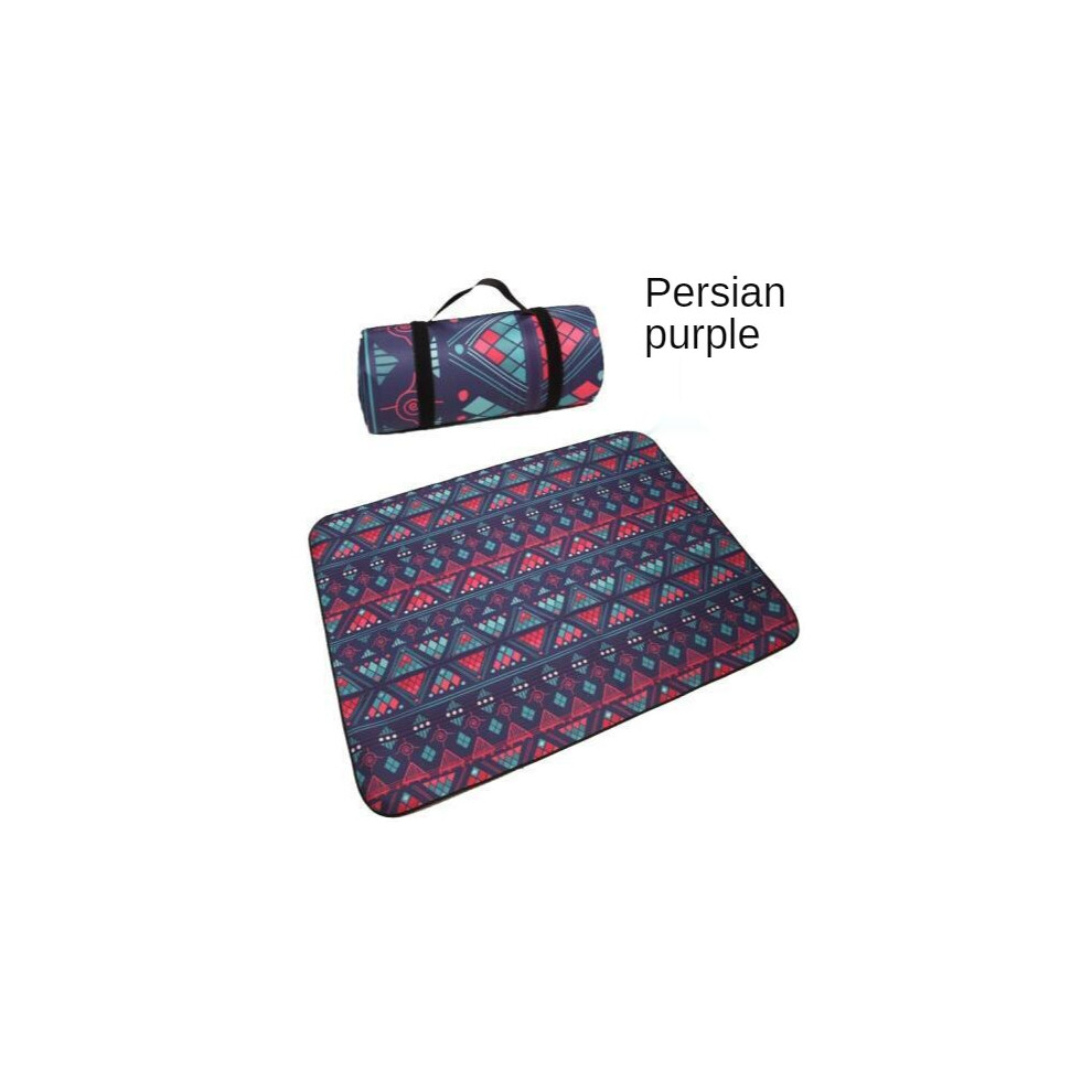 (persian purple, 150x150cm) Folding Camping Mat Outdoor Beach Picnic Nation Style Printed Thicken Sleeping Camping Pad Mat Moistureproof Plaid Blanket