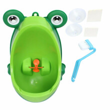 (Green) Lovely Frog Brush Cleaning Children Potty Toilet Training Kids Urinal Kid Boy Pee Removable Bathroom