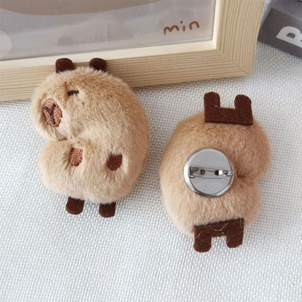 (8*6cm) Cute Capybara Animal Plush Doll Brooch Fluffy Soft Stuffed Clothes Badge Pins Backpacks Decoration Accessories