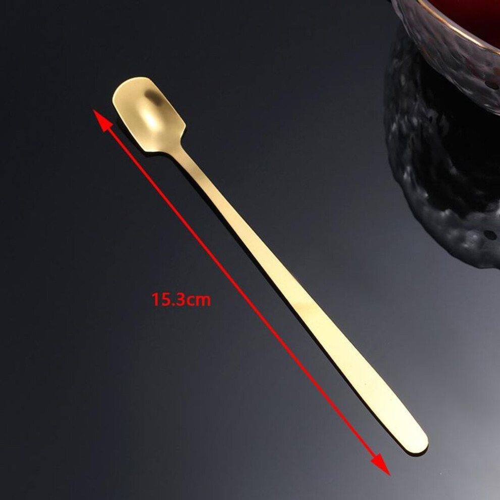 (gold, 15.3CM) 1pcs Stainless Steel Long Handle Ice Spoon Tableware For Coffee &tea Ice Cream Dessert Stirring Spoons Scoop