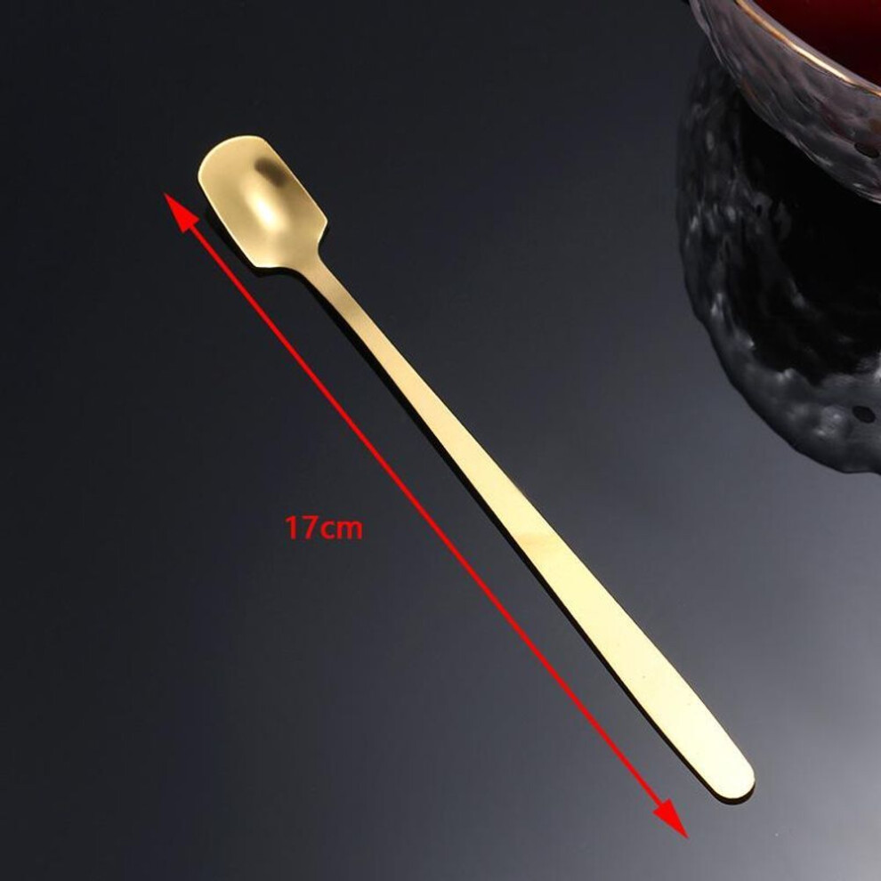 (gold, 17CM) 1pcs Stainless Steel Long Handle Ice Spoon Tableware For Coffee &tea Ice Cream Dessert Stirring Spoons Scoop