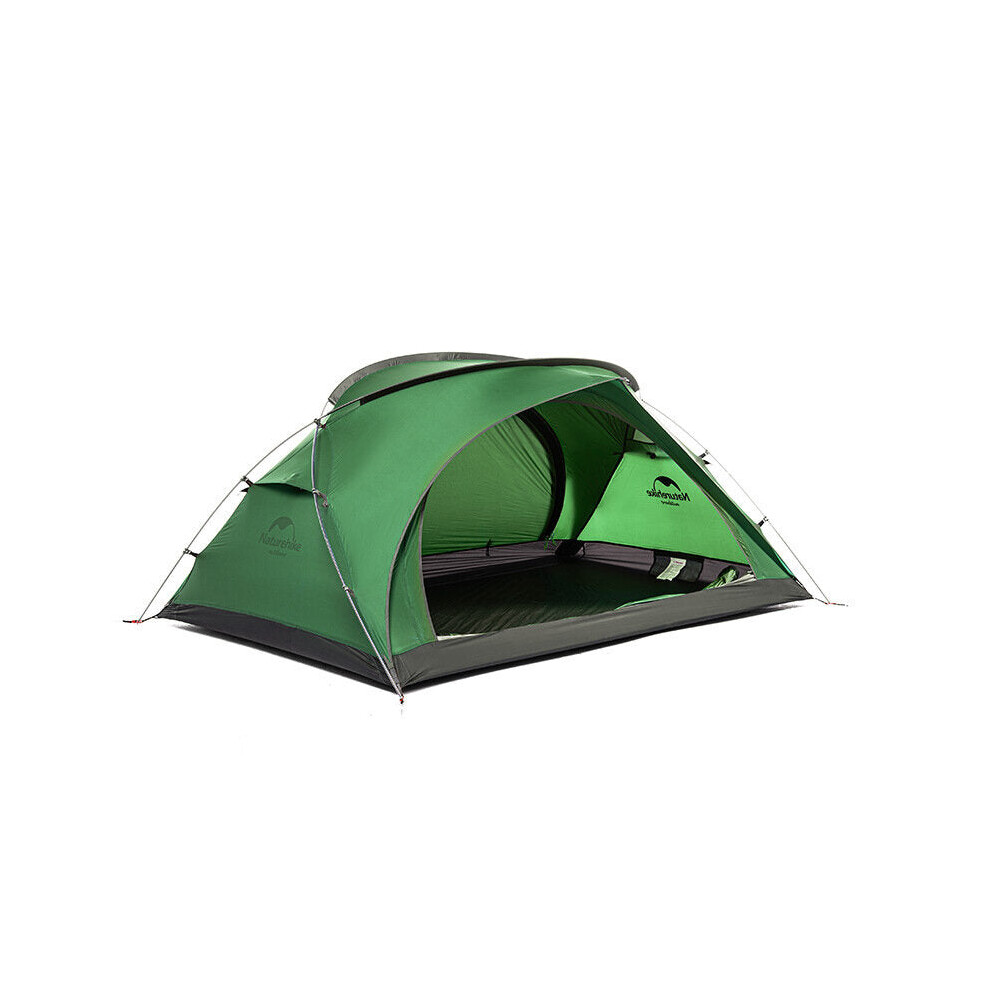 (Green) Camping Tent with Footprint 2 Person 20D Nylon Ultralight Waterproof Double Door Hiking Tent With Mat Outdoor Large Space