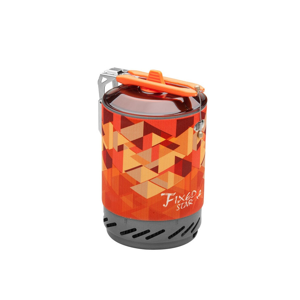 (Orange) Outdoor Gas Stove Burner Tourist Portable Cooking System With Heat Exchanger Pot Camping Hiking Gas Cooker