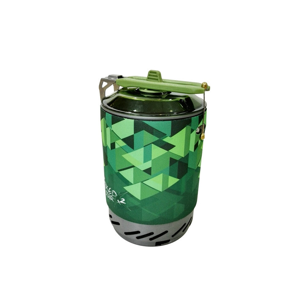 (Green) Outdoor Gas Stove Burner Tourist Portable Cooking System With Heat Exchanger Pot Camping Hiking Gas Cooker