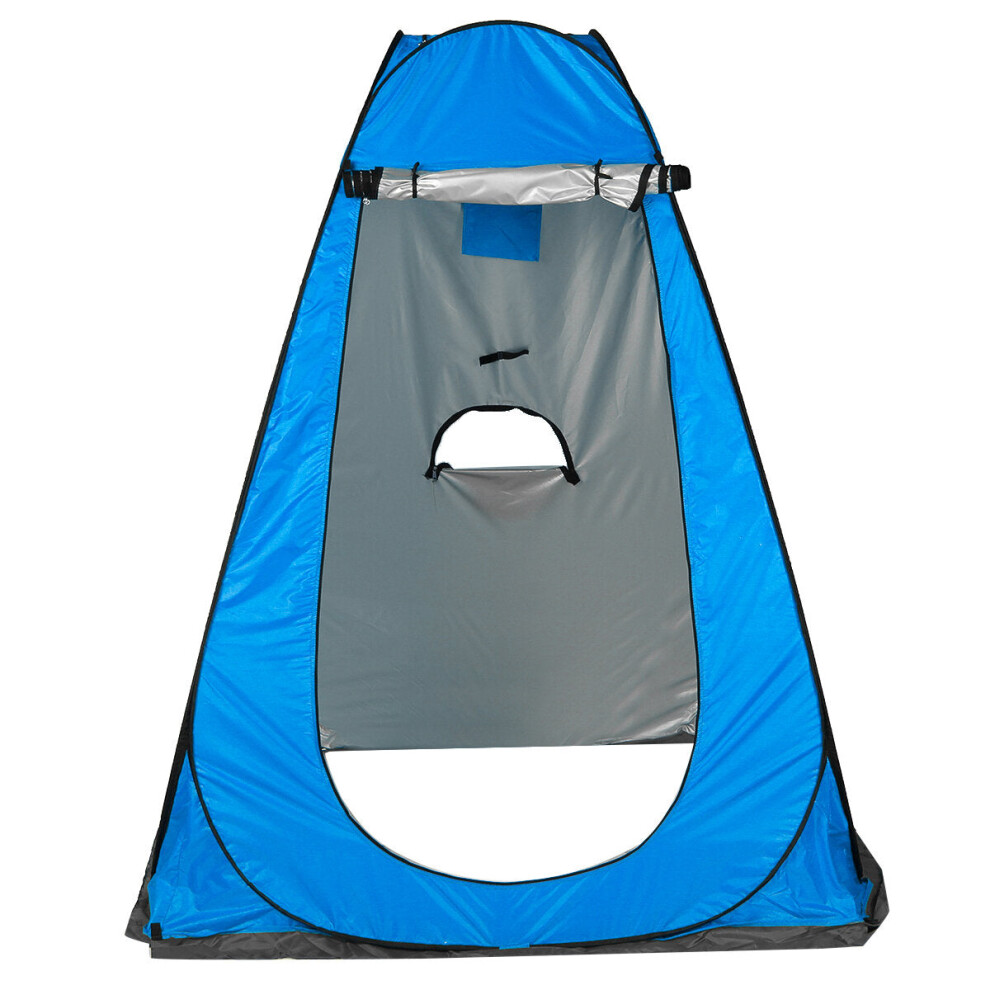 (Blue) Privacy Shower Toilet Camping Tent UV Protection Waterproof Bathing Shelters 3 Window Folding Portable Canopy