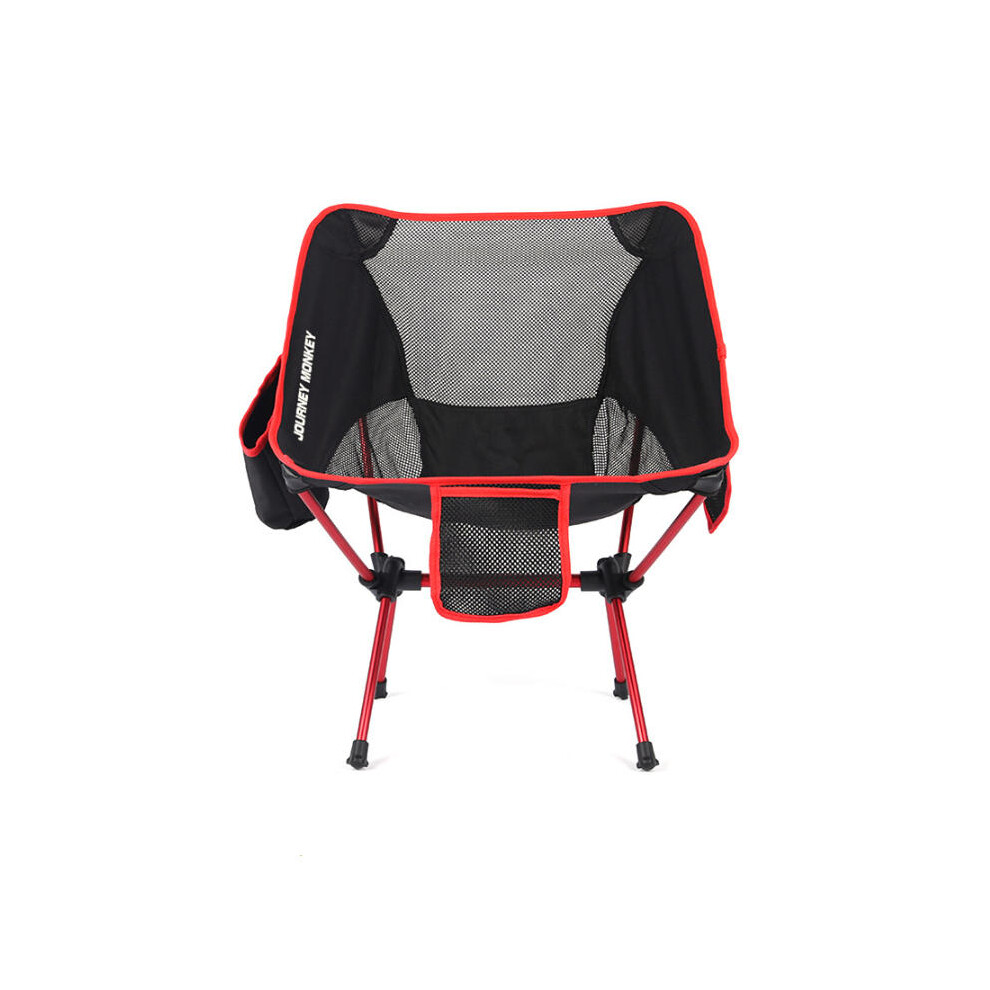 (Red) Outdoor Portable Folding Chair Ultralight Aluminum Alloy Stool Max Load 120kg Camping Picnic
