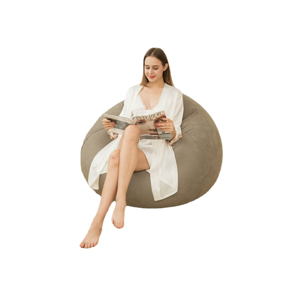 (Coffee) PVC Inflatable Bean Bag Leisure Lazy Sofa Folding Lounger Bed Outdoor Camping Travel with Foot Pump