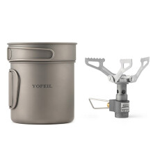 (Set) Camping Titanium Pot Outdoor Pot Marching BRS3000 Gas Stove Pure Titanium Tableware For Picnic Camping Cooking Set Hiking