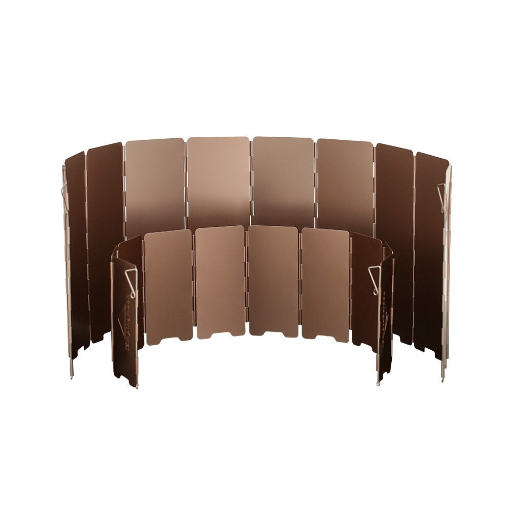 (Short) 10 Plate Bronze-coloured Folding Outdoor Camping Cooking Gas Stove Windshield Aluminium Alloy Wind Screen Cooking Shield
