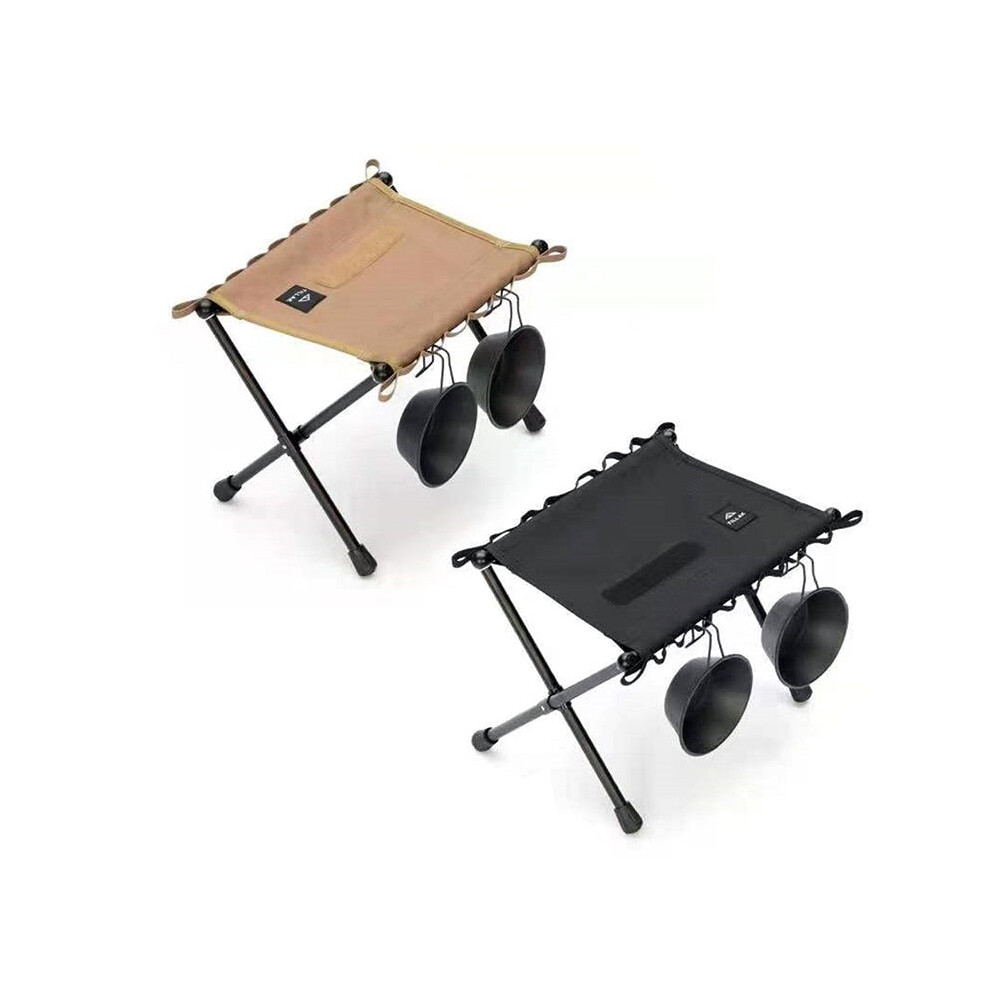 (Khaki) Outdoor Camping Lightweight Aluminum Alloy Folding Tactical Campstool Camp Seat Stool Fishing Moon Chair Cordura Portable Rack