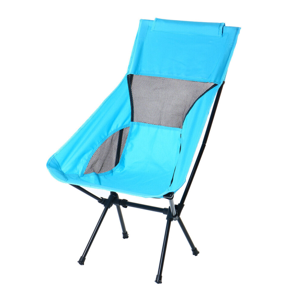 (Blue) Outdoor Camping Chair Oxford Cloth Portable Folding Lengthen Camping Ultralight Chair Seat For Fishing Picnic BBQ Beach 120KG Max Bearing