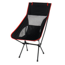(Black) Outdoor Camping Chair Oxford Cloth Portable Folding Lengthen Camping Ultralight Chair Seat for Fishing Picnic BBQ Beach 120KG Max Bearing