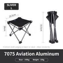 (Sliver, Large) Outdoor Folding Chair Foldable Hiking Camping Fishing Portable Stable Stool Light
