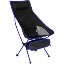 (Blue) Outdoor Moon Chair Lightweight Fishing Camping BBQ Chairs Portable Folding Extended Hiking Seat Garden Ultralight