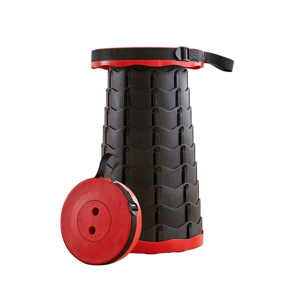 (Black Red) Outdoor Furniture Retractable Stool Folding Portable Stool Chair Height Adjustable Camping Fishing Telescopic Stool Convenient-image-OPC-PFZRBFX-NEW