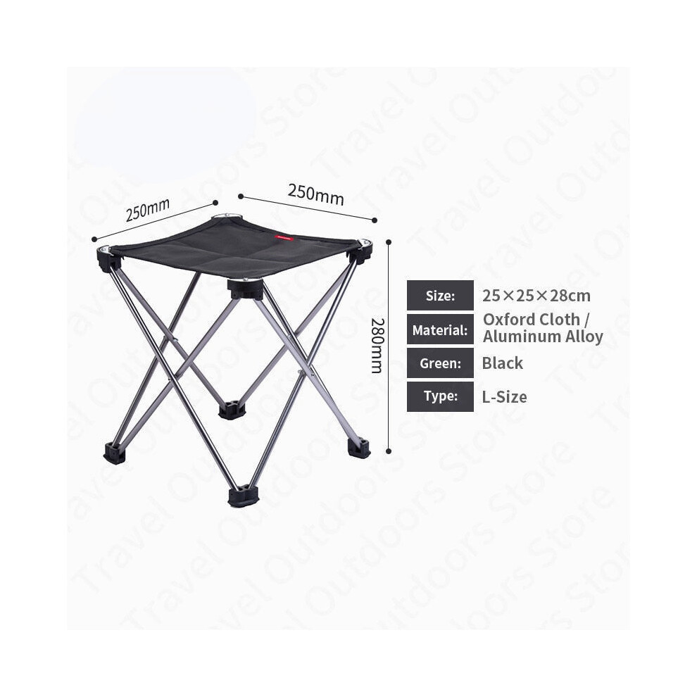 (Black-L) Outdoor Aluminum Alloy Folding Chair Ultralight 0.3kg Portable Fishing Chair 900D Oxford Cloth Camping Picnic Chair