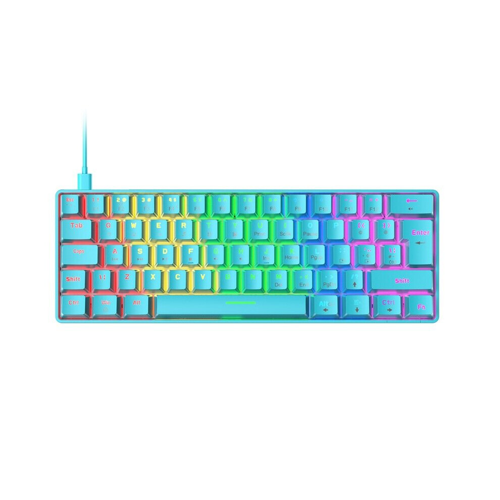 (Blue, Blue Switch) Mechanical Keyboard 62 Keys NKRO RGB Backlight Type-C USB Wired Waterproof ABS Keycap UK Layout PC Gaming Keyboard