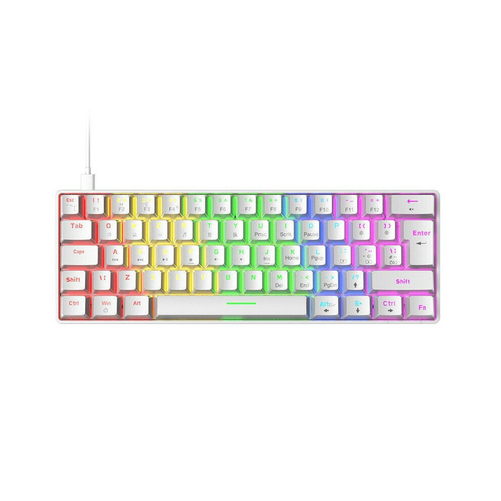 (White, Red Switch) Mechanical Keyboard 62 Keys NKRO RGB Backlight Type-C USB Wired Waterproof ABS Keycap UK Layout PC Gaming Keyboard