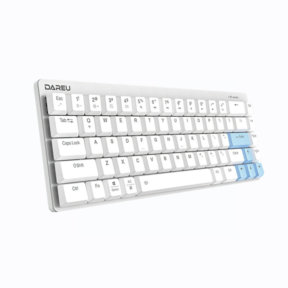 (White, Blue Switch) Mechanical Keyboard Low Profile Switch Dual Mode Wired Bluetooth 5.1 Ice Blue Backlight 68 Keys Extra-Thin Rechargeable Gaming Ke