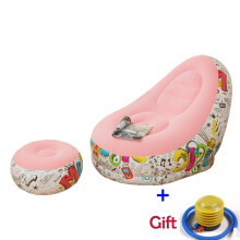 (Pink) Inflatable Chair Living Room Flocking Sofa Recliner Folding Lounger Pedal Lazy sofa Inflatable outdoor Camp Picnic Chair Sofa