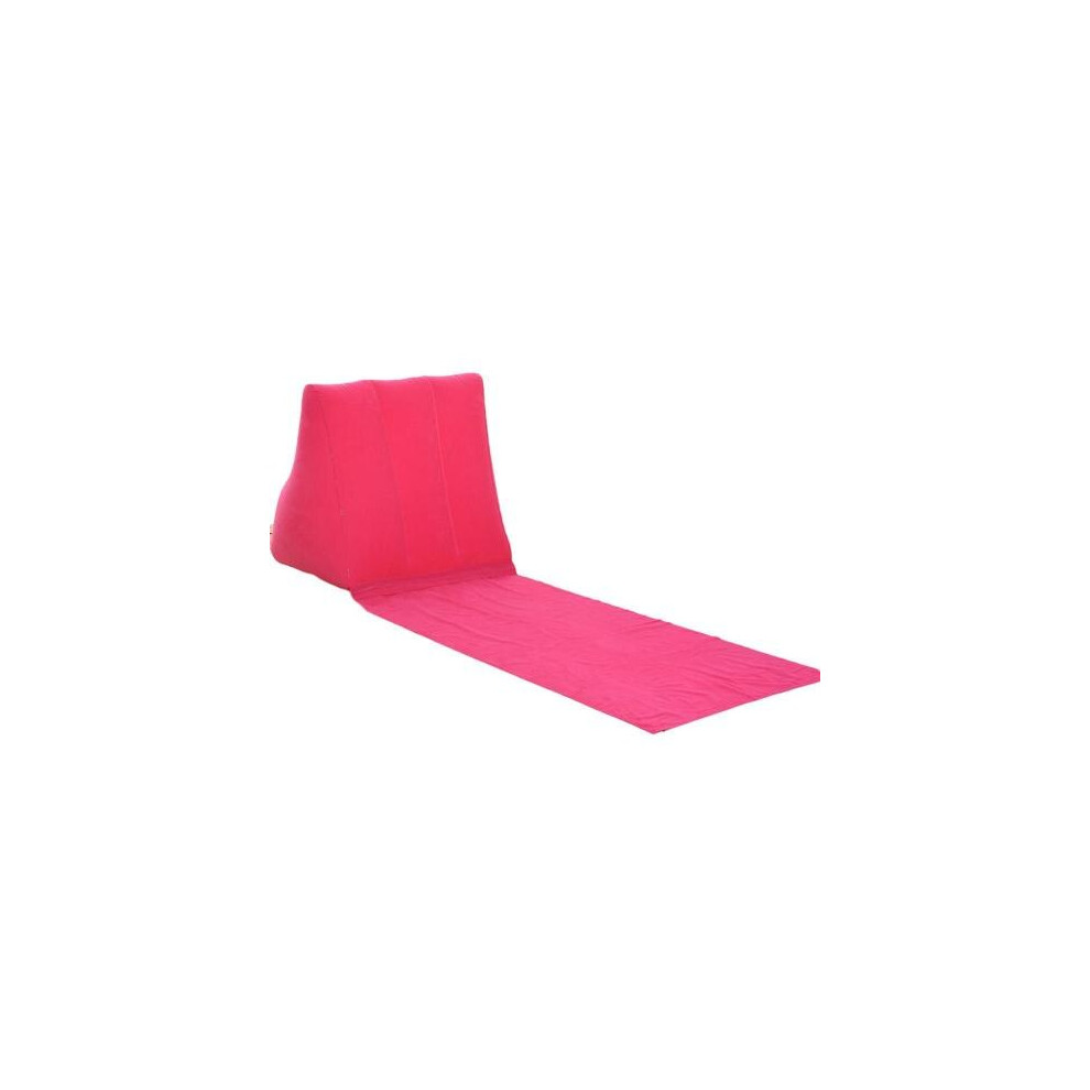 (Rose Red) Inflatable Beach Mat Festival Camping Leisure Lounger Back Pillow Cushion Chair Folding Camping Picnic Mat Sand Seat Pad