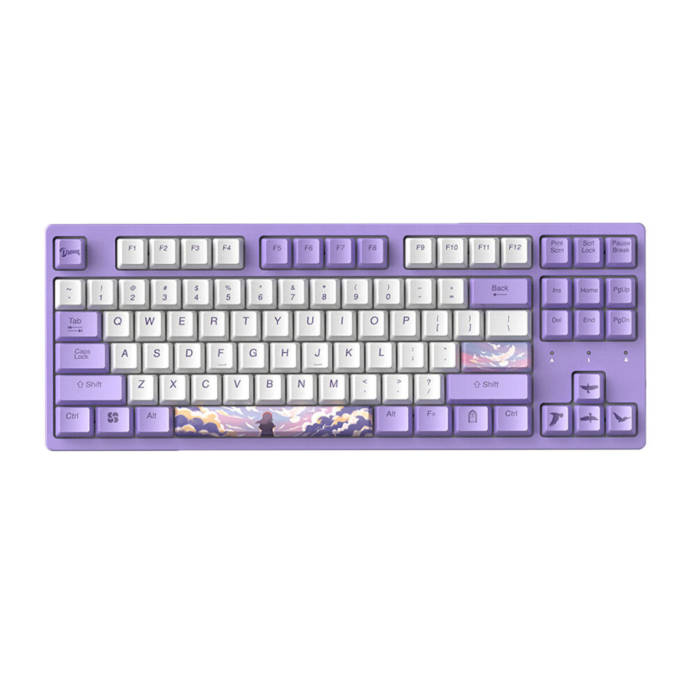 (Red Switch) Mechanical Keyboard Dream Theme Wired White Backlight 87 Keys Cherry MX Switch Purple PBT Keycaps Gaming Keyboard