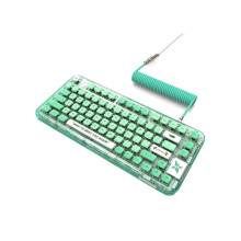 (Green, Meow Switch) Transparent Mechanical Keyboard 80 Keys RGB Hot Swappable Triple Mode Bluetooth Wireless Gaming Keyboard with Suitcase