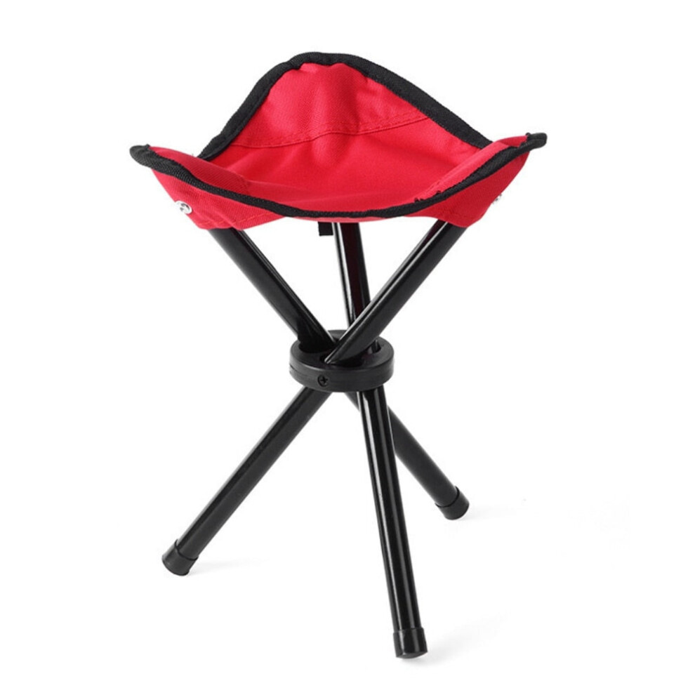 (Red) Folding Fishing Chair Lightweight Foldable Picnic Camping Chair Bench Stool Triangle Fishing Seat Portable Outdoor