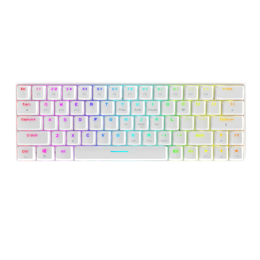 (, Switch) Mechanical Keyboard 63 Keys Bluetooth Wi Keyboard Gateron Switch Rgb Nkro Type-C Gaming Keyboard White/Red 6112212793343