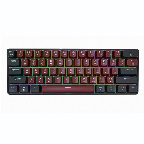 (Black, Blue Switch) Programmable Gaming Mechanical Keyboard 61 Keys Full-Key PBT Translucent Keycaps Dual-Mode Bluetooth 5.1 Type-C Wired 60% Compact Keyboard