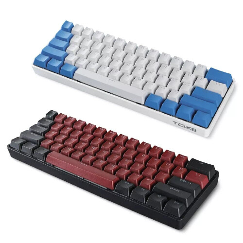(White, Blue Switch) Programmable Gaming Mechanical Keyboard 61 Keys Full-Key PBT Translucent Keycaps Dual-Mode Bluetooth 5.1 Type-C Wired 60% Compact Keyboard 1