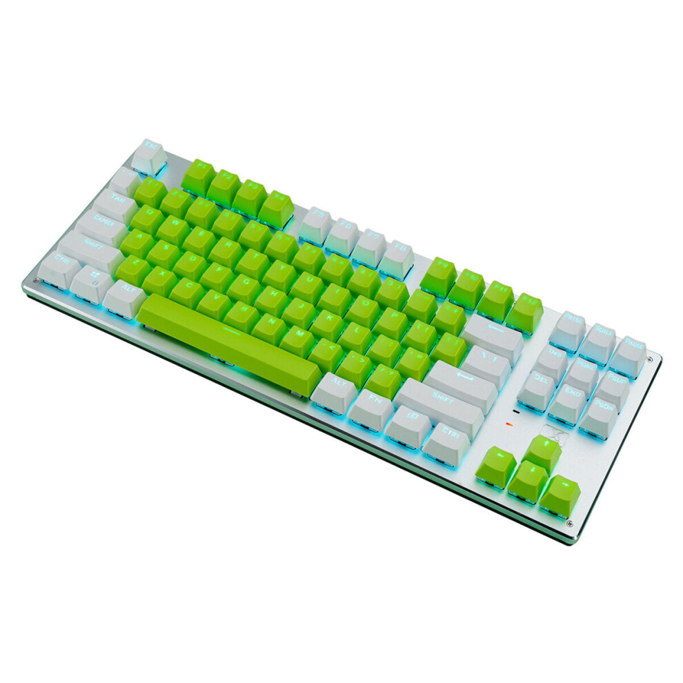 (White Green+Ice Blue Light) Mechanical Keyboard 87 Keys Three-Mode Wireless Bluetooth4.0 / 2.4G / Type-C Wired Blue Switch LED Backlit Gaming Keyboar