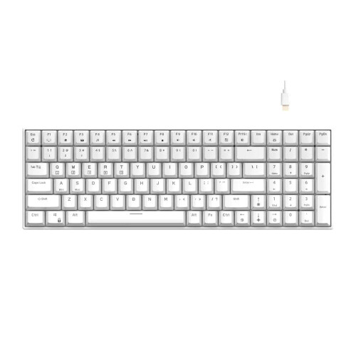 (White, Brown Switch) Bluetooth 2.4G Wired Mechanical Gaming Keyboard 100 Keys Three Mode With Hot Swappable Switch