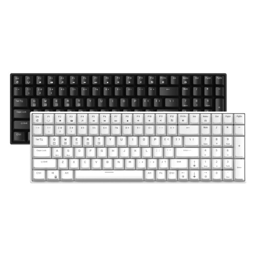 (White, Red Switch) Bluetooth 2.4G Wired Mechanical Gaming Keyboard 100 Keys Three Mode With Hot Swappable Switch 1