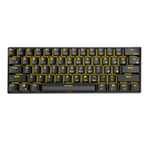 (Black, Red Switch) Mechanical Keyboard Bluetooth Wired Dual Mode 60% Golden / Ice Blue Backlit Gaming Keyboard