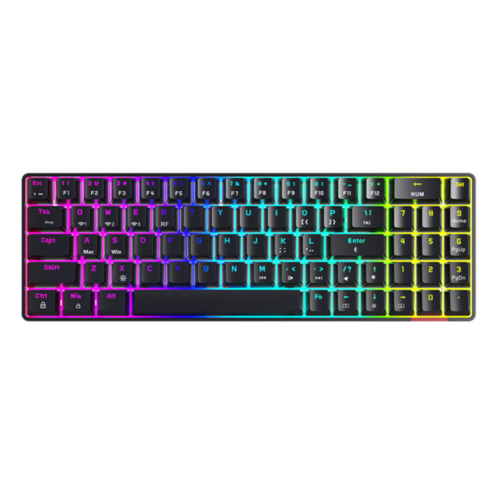 (, Switch) Mechanical Gaming Keyboard Translucent Keycaps Triple-Mode With Musical Rhythm Rgb Backlit Black/Blue 6112212795040