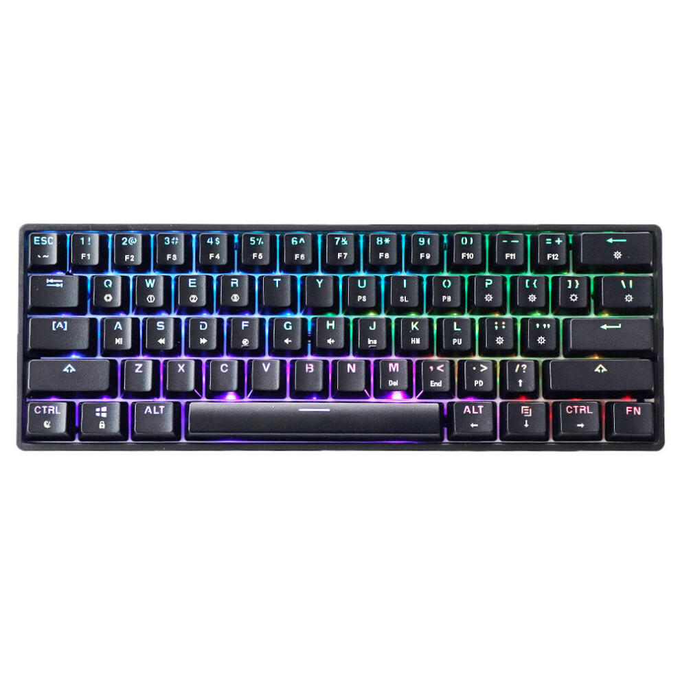(, Switch) Mechanical Keyboard 61 Keys Hot Swappable Gateron Optical Switch Rgb Type-C Wired Programmable 60% Layout Gaming Keyboard Black/Blue 6112212786130