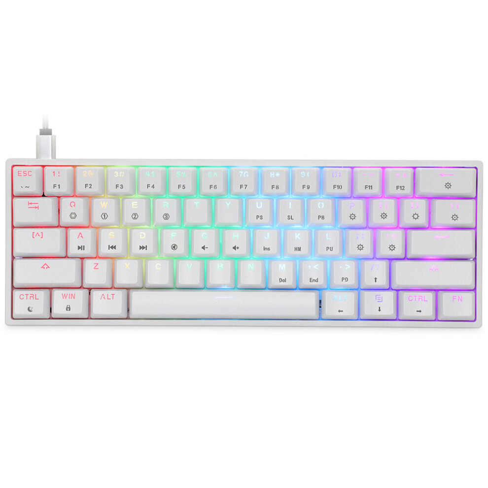 (White, Yellow Switch) Mechanical Keyboard 61 Keys Hot Swappable Gateron Optical Switch RGB Type-C Wired Programmable 60% Layout Gaming Keyboard