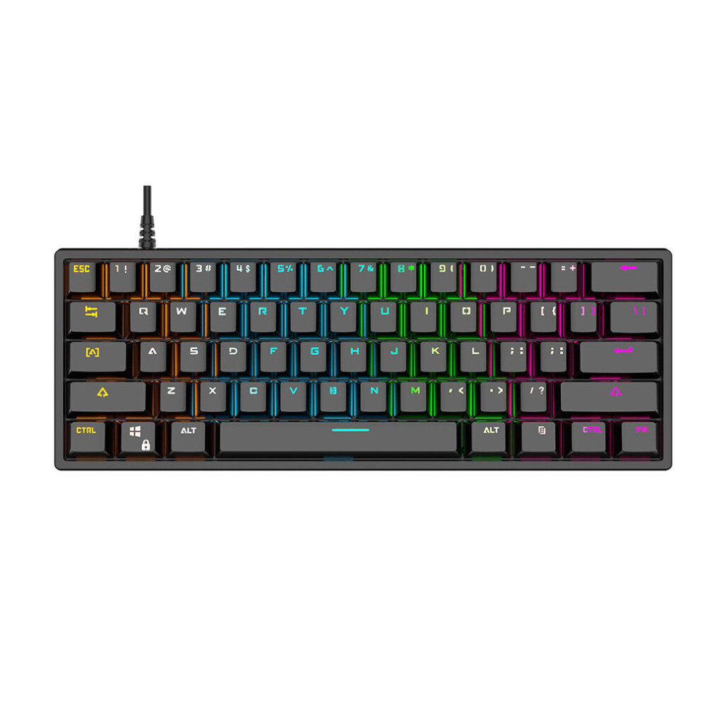 Mechanical Keyboard 61 Keys Compact Blue Switch Cherry Profile RGB Backlit USB Wired Waterproof Gaming Keyboard