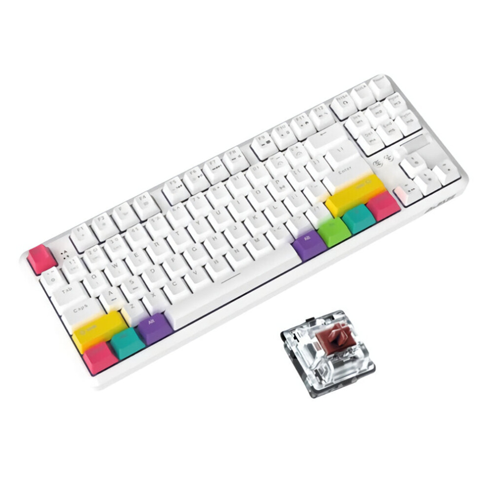 (Brown Switch) 87 Keys Mechanical Keyboard RGB Wireless Bluetooth + Type-C Wired Dual Mode Mechanical Switch Gaming Keyboard