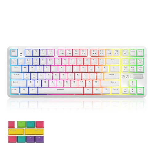(Brown Switch) 87 Keys Mechanical Keyboard RGB Wireless Bluetooth + Type-C Wired Dual Mode Mechanical Switch Gaming Keyboard 1