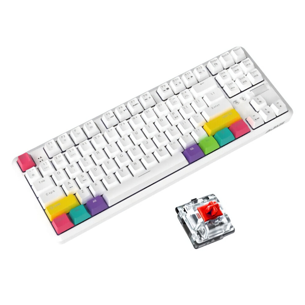 (Red Switch) 87 Keys Mechanical Keyboard RGB Wireless Bluetooth + Type-C Wired Dual Mode Mechanical Switch Gaming Keyboard