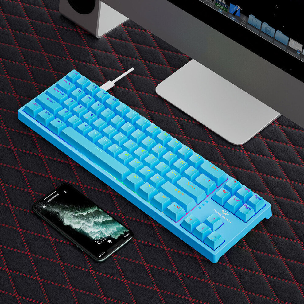 (Blue, Blue Switch) Mechanical Gaming Keyboard 71 Keys Blue/Red Switch Hot Swappable RGB Backlit Detachable Type-C Wired Keyboard