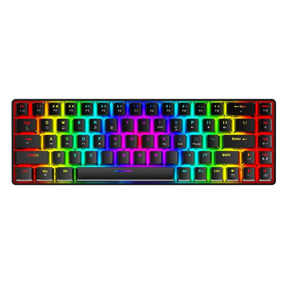 (Black, Red Switch) Mechanical Keyboard 68 Keys TTC Switch Hot Swappable Dual Mode Wireless Bluetooth 5.1 Type-C Wired RGB Backlit RK68 Gaming Keyboar