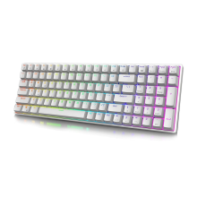 (White, Red Switch) Mechanical Keyboard 100 Keys Triple Mode Wireless Bluetooth Wired Hot-swappable RK Switch USB Hub Rechargeable RGB Backlit Gaming Keyboard