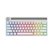 (White, Blue Switch) Wireless Mechanical Keyboard 62Keys Bluetooth 3.0 Dual Mode Built-in Battery Type-C Interface With Volume Botton for PC Laptop Smartphone Tablet