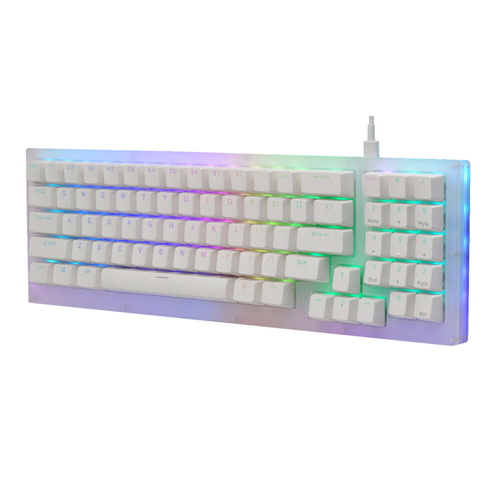 (Black Switch) Mechanical Keyboard 77 Keys Hot Swappable Type-C Wired USB 3.1 NKRO Translucent Glass Base Gateron Switch RGB Gaming Keyboard With Numb