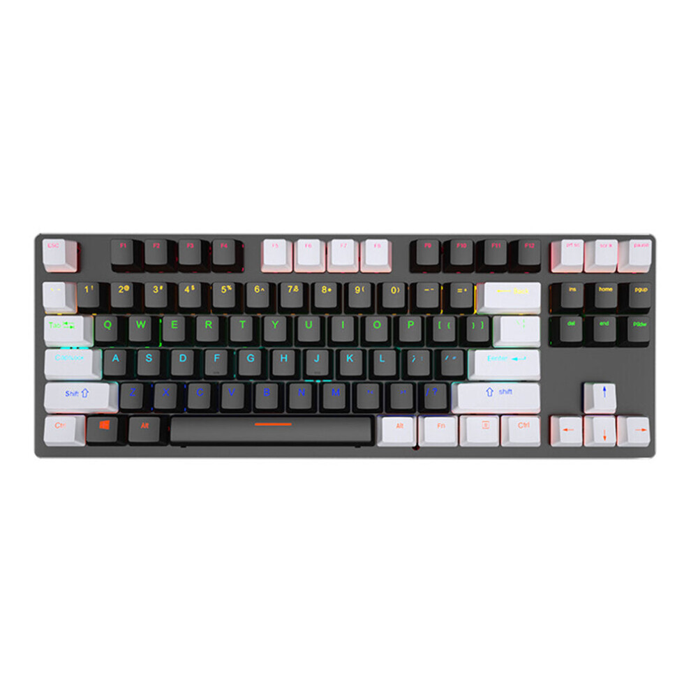 (White & Black, Red Switch) Mechanical Keyboard 87 Keys Suspended Translucent Keycaps Blue/Red Switch Colorful Backlit USB Wired Gaming Keyboard for D-image-OPC-PFZRC7Z-NEW