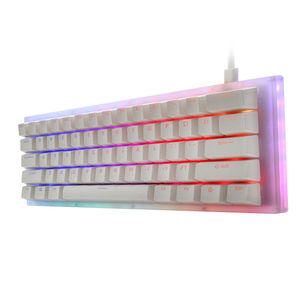 ( Switch) Mechanical Gaming Keyboard 61 Keys Hot Swappable Type-C 3.1 Wired Usb Abs Two-Color Keycap Nkro Rgb With Translucent Glass Base Gateron Black 6112212790816